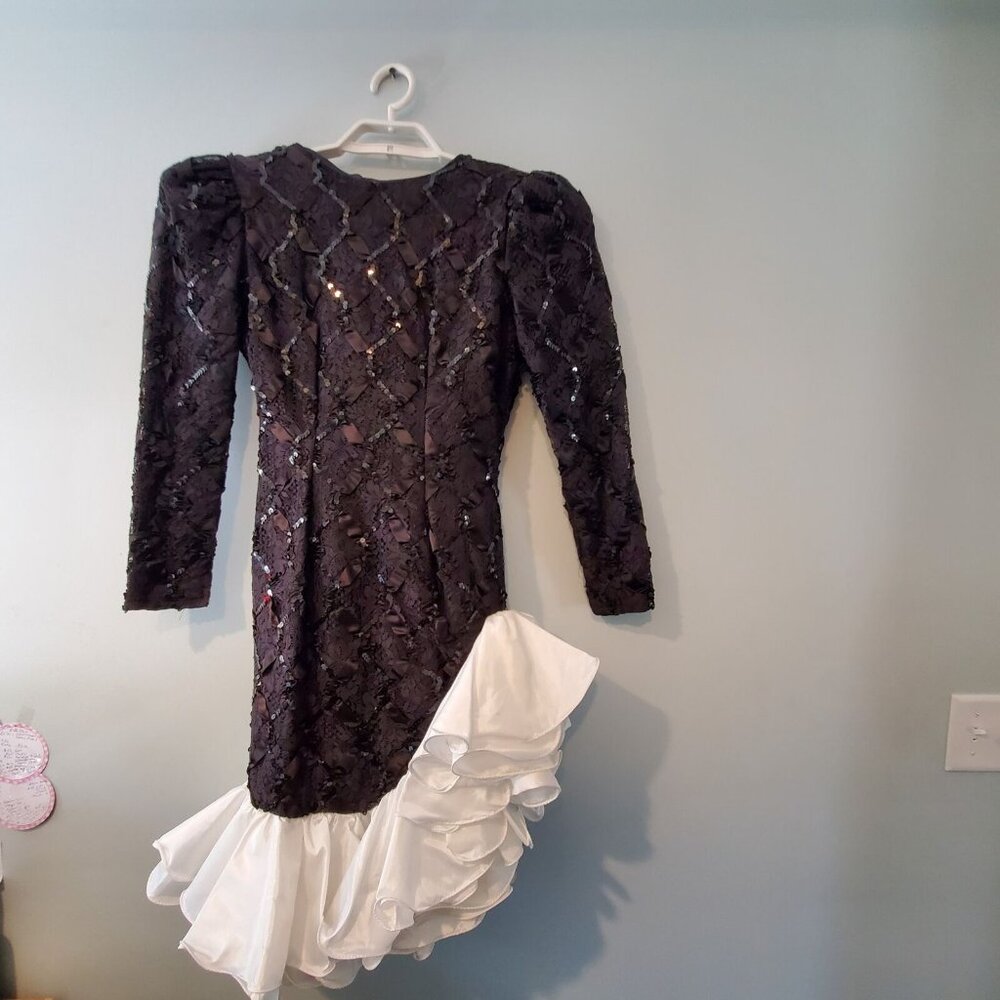 Vintage Dave & Johnny by Joseph Lara nwt dress 5 6 black 80s lace USA Holiday